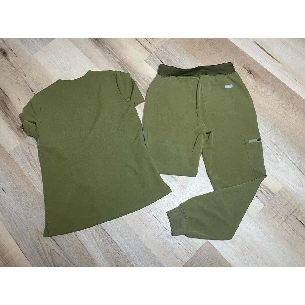 FIGS Scrub Set Womens XS Olive Green Top Pants Jogger Medical Uniform - Picture 8 of 8